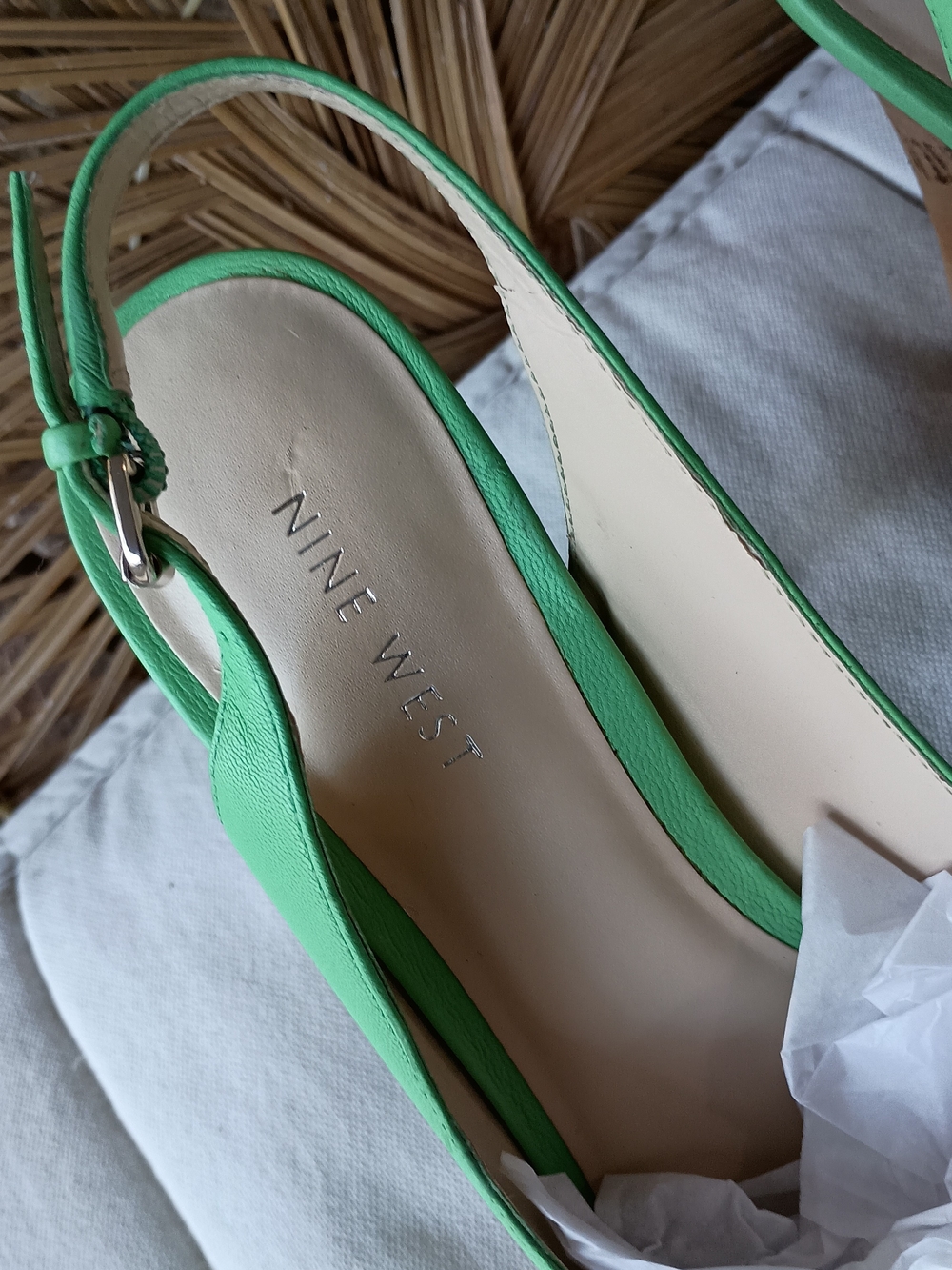 Nine West Bright Green Floral Slingback Heel Sandals_8 - Picture 4 of 8